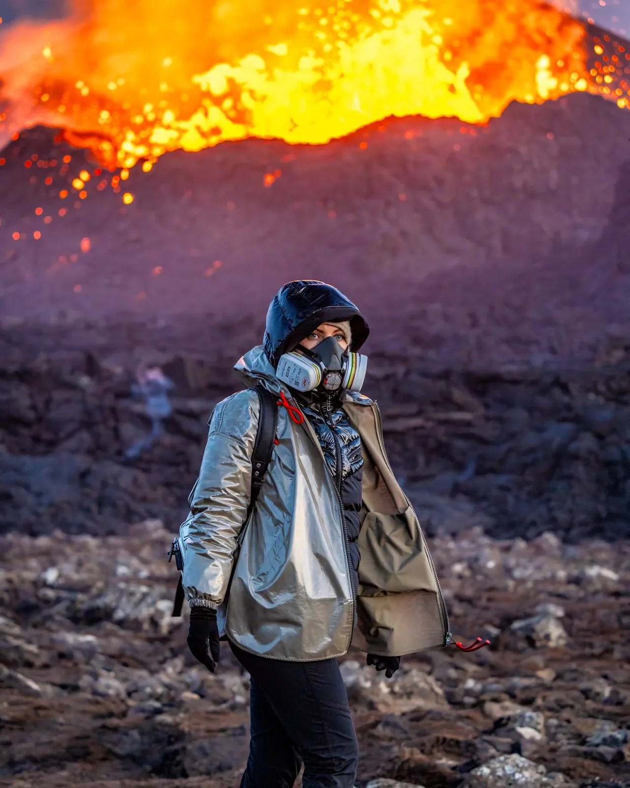 Nika at an Icelandic volcano